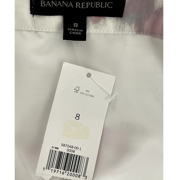 NWT Banana Republic White Pink Floral Abstract Wrap Style Skirt‎ W/pockets-SZ 8 - Picture 6 of 6